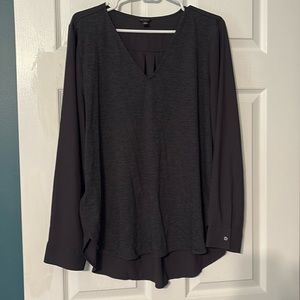 gray mixed media top